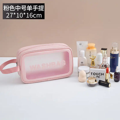 Large Capacity Waterproof PU Makeup Bag with Handle