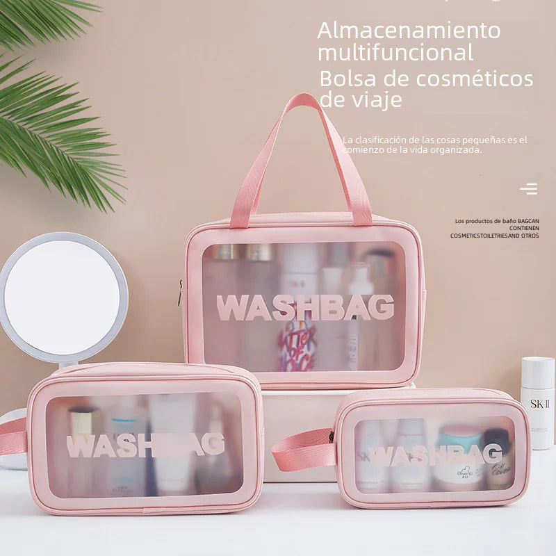 Large Capacity Waterproof PU Makeup Bag with Handle