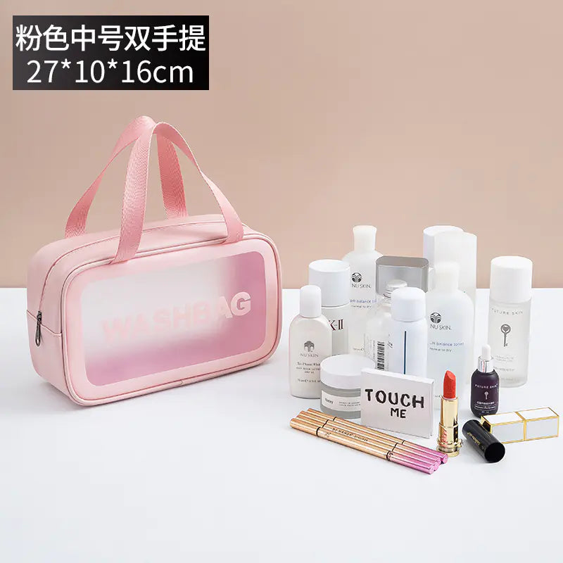 Large Capacity Waterproof PU Makeup Bag with Handle