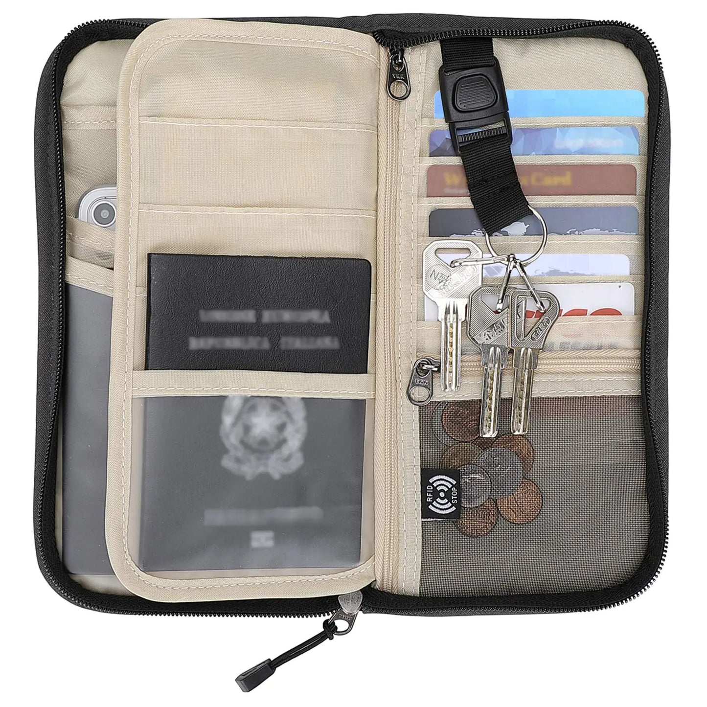 ZOPPEN Rfid Passport Holder Travel Wallet Family Documents Organizer Travel Accessories for 6 Passport #01 Black