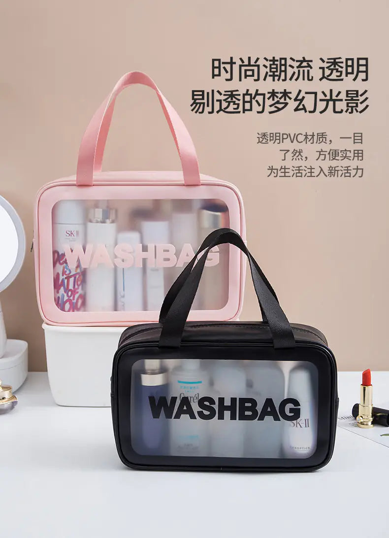 Large Capacity Waterproof PU Makeup Bag with Handle
