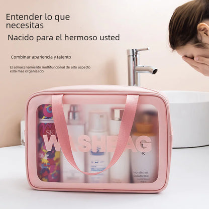 Large Capacity Waterproof PU Makeup Bag with Handle