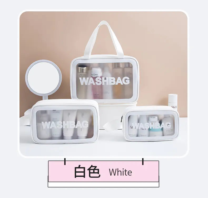 Large Capacity Waterproof PU Makeup Bag with Handle