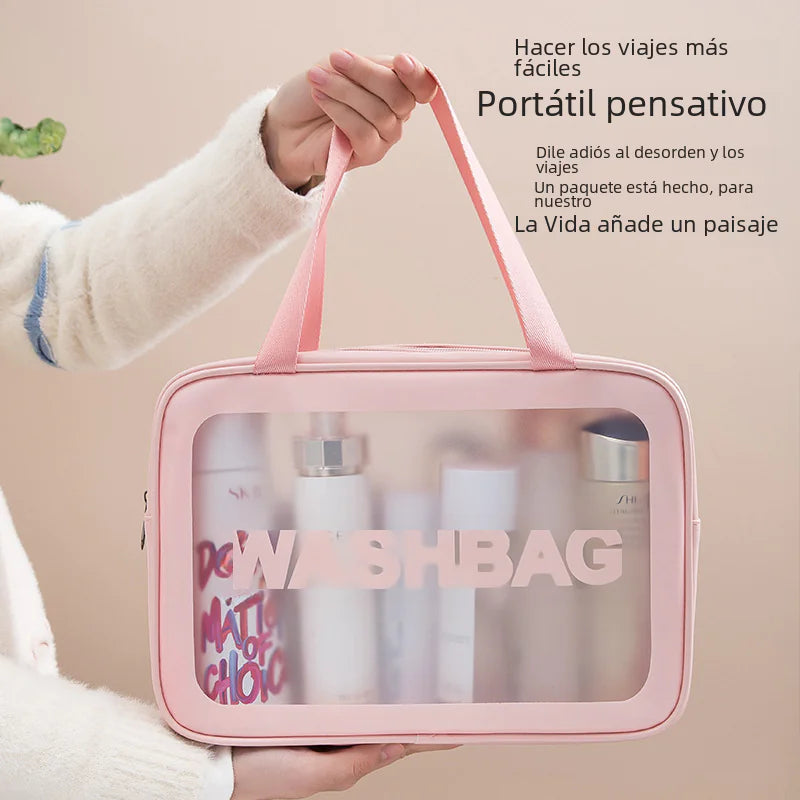 Large Capacity Waterproof PU Makeup Bag with Handle