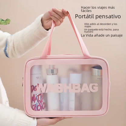 Large Capacity Waterproof PU Makeup Bag with Handle