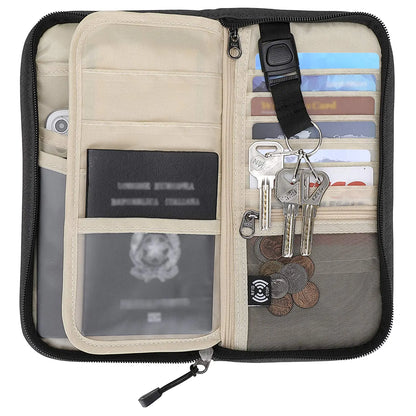 ZOPPEN Rfid Passport Holder Travel Wallet Family Documents Organizer Travel Accessories for 6 Passport #01 Black