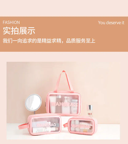 Large Capacity Waterproof PU Makeup Bag with Handle