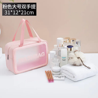Large Capacity Waterproof PU Makeup Bag with Handle