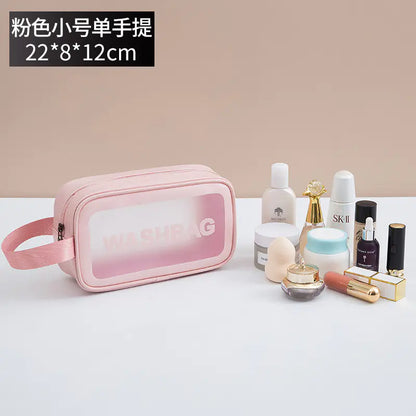 Large Capacity Waterproof PU Makeup Bag with Handle